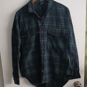 Green Plaid Womens Shirt